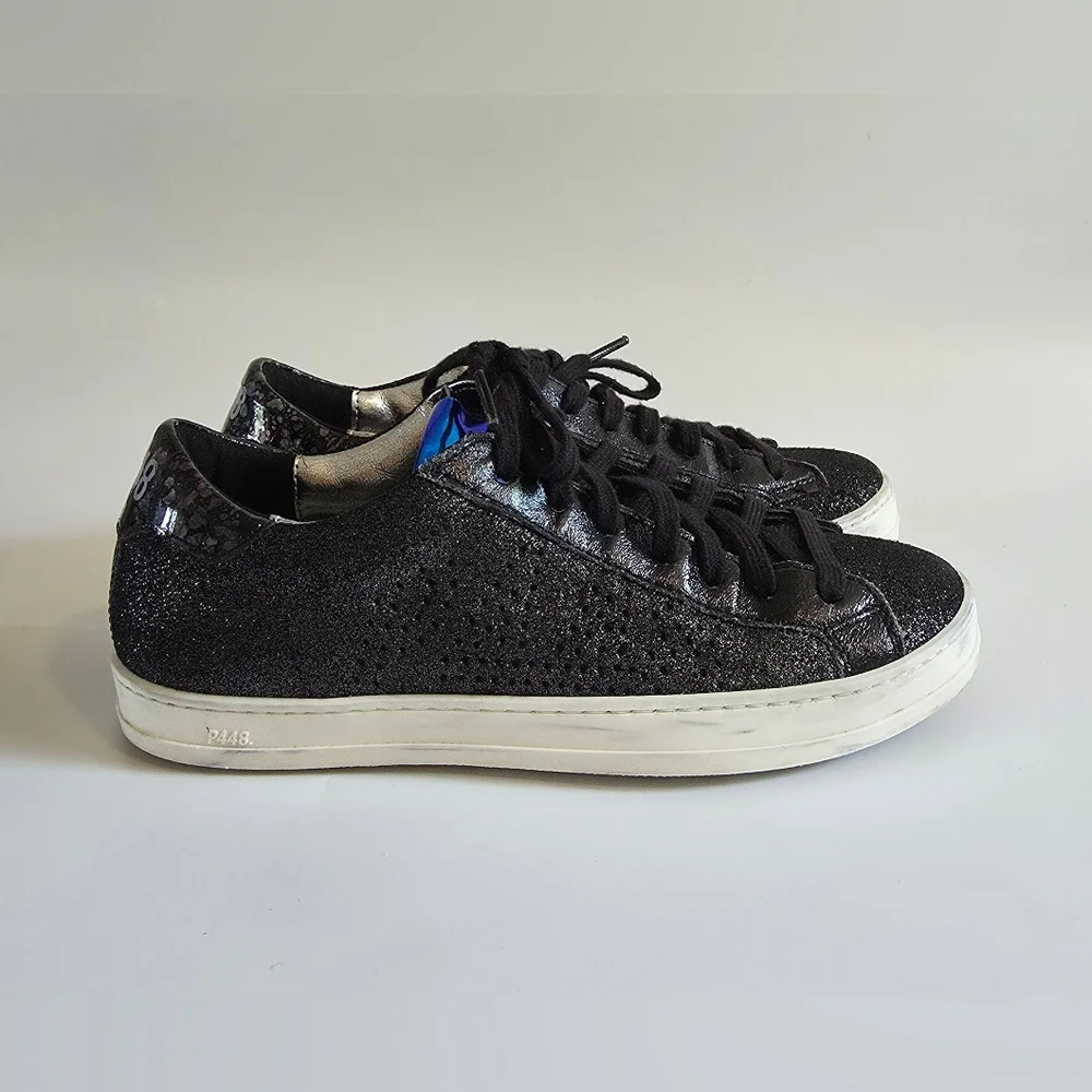 P448 John Black Glitter Sneakers Size 36